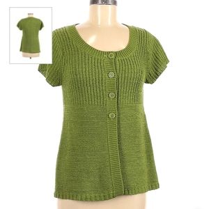 Kenar Green Button Front Knit Cardigan Sweater